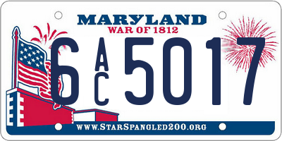 MD license plate 6AC5017