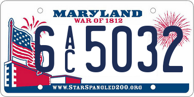 MD license plate 6AC5032