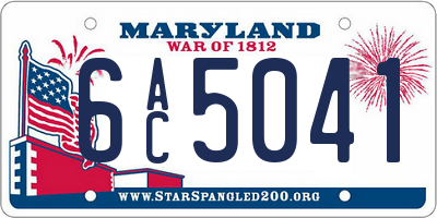 MD license plate 6AC5041