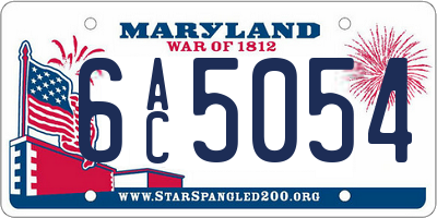 MD license plate 6AC5054