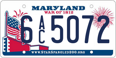 MD license plate 6AC5072