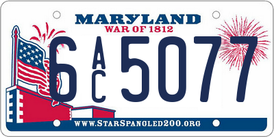 MD license plate 6AC5077