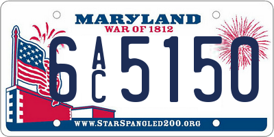 MD license plate 6AC5150