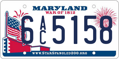MD license plate 6AC5158