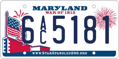MD license plate 6AC5181