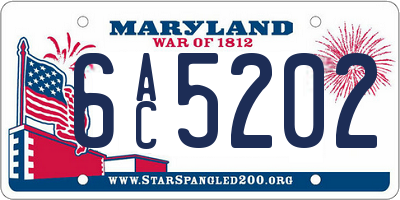 MD license plate 6AC5202