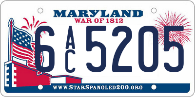 MD license plate 6AC5205