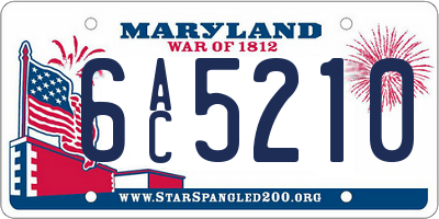 MD license plate 6AC5210