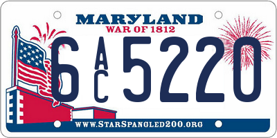 MD license plate 6AC5220