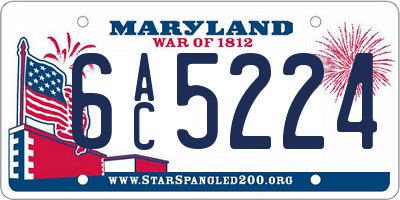 MD license plate 6AC5224