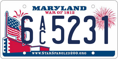 MD license plate 6AC5231
