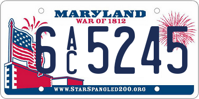 MD license plate 6AC5245
