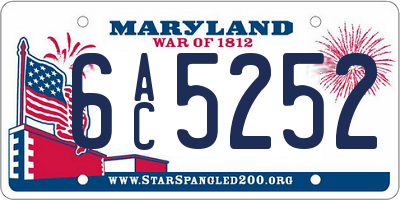 MD license plate 6AC5252