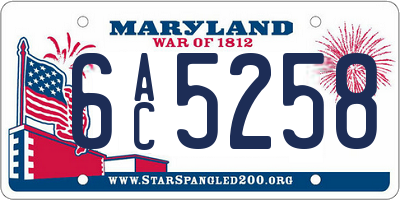 MD license plate 6AC5258
