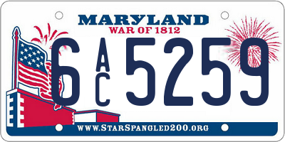 MD license plate 6AC5259