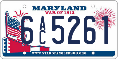 MD license plate 6AC5261