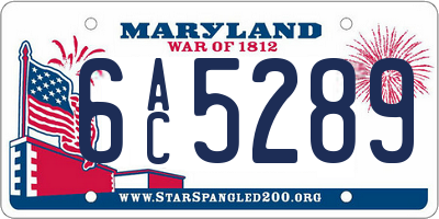 MD license plate 6AC5289