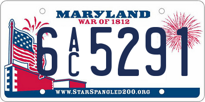 MD license plate 6AC5291
