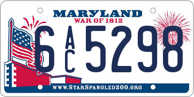 MD license plate 6AC5298