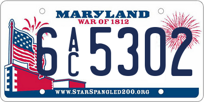 MD license plate 6AC5302