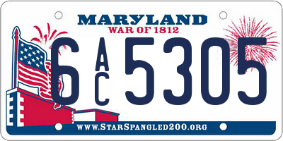 MD license plate 6AC5305