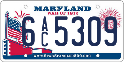 MD license plate 6AC5309