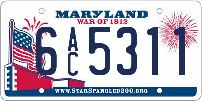 MD license plate 6AC5311