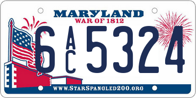 MD license plate 6AC5324