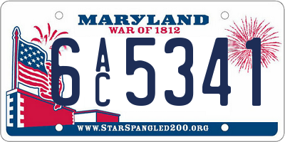 MD license plate 6AC5341