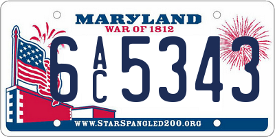 MD license plate 6AC5343