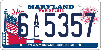 MD license plate 6AC5357