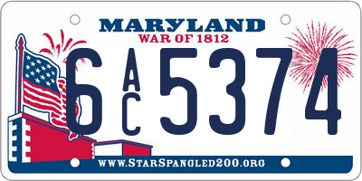 MD license plate 6AC5374