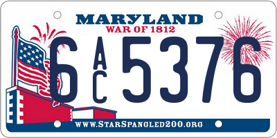 MD license plate 6AC5376