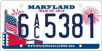 MD license plate 6AC5381