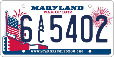 MD license plate 6AC5402
