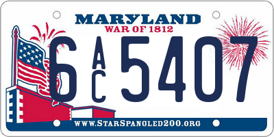 MD license plate 6AC5407