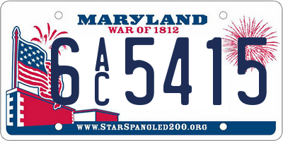 MD license plate 6AC5415