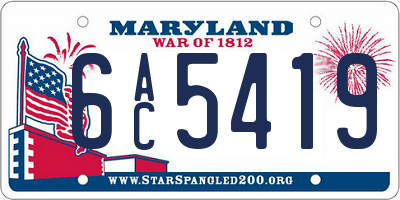 MD license plate 6AC5419