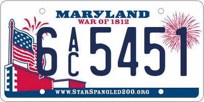 MD license plate 6AC5451