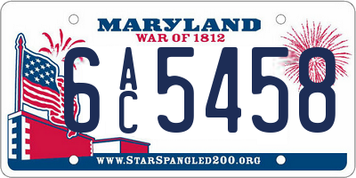 MD license plate 6AC5458