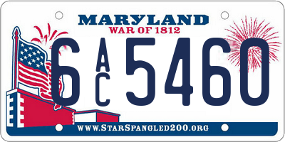 MD license plate 6AC5460