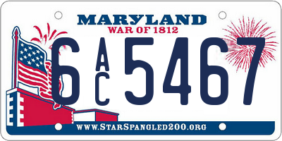 MD license plate 6AC5467