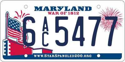 MD license plate 6AC5477