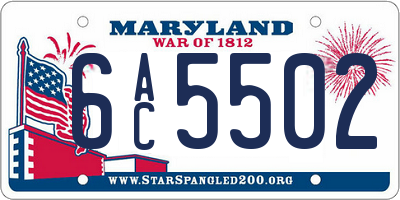 MD license plate 6AC5502