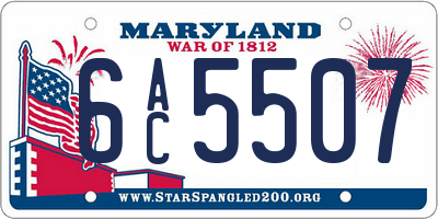 MD license plate 6AC5507