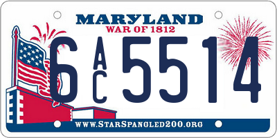 MD license plate 6AC5514