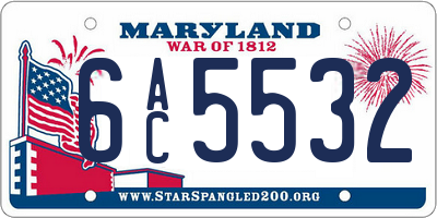 MD license plate 6AC5532