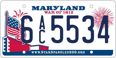MD license plate 6AC5534