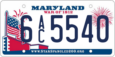 MD license plate 6AC5540