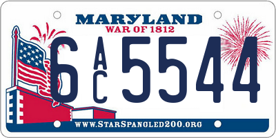 MD license plate 6AC5544